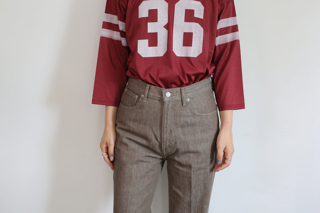 AURALEE HARD TWIST BROWN DENIM 5P PANTS/HARD TWIST DENIM 5P PANTS