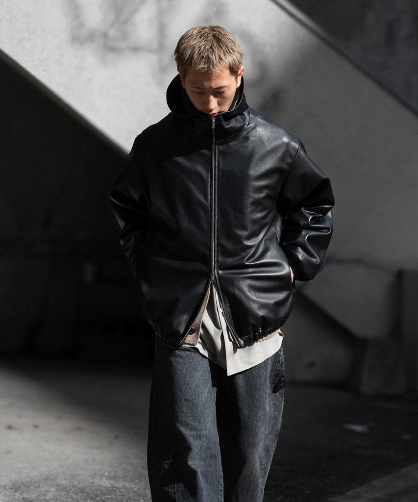ssstein | LEATHER HOODED SHORT JACKET – session