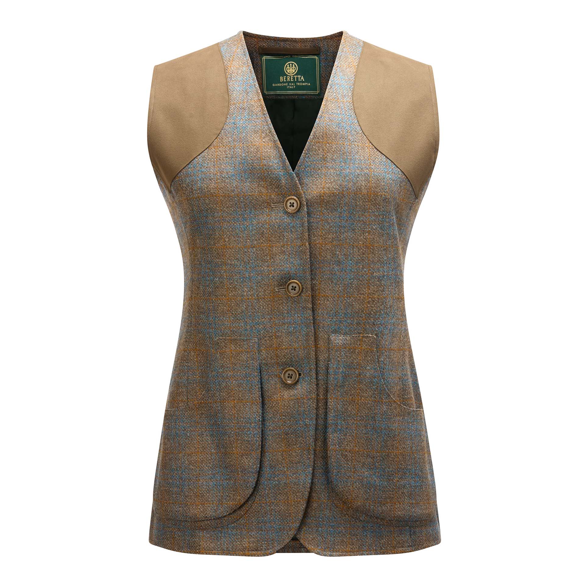 Beretta Womens St James Tweed Vest in Brown Celeste Check