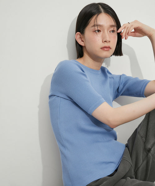 AURALEE(オーラリー)】GIZA HIGH GAUGE RIB KNIT TEE (トップス