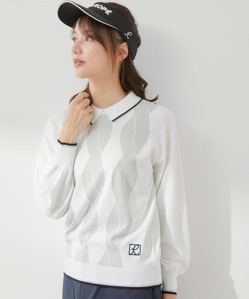 JUN&ROPÉ(ジュン アンド ロペ) / ケーブル柄衿使いパフ袖長袖プル