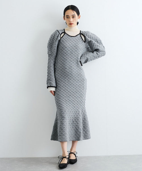 VIS(ビス) / 【洗える】クロスジャガードデザインニットワンピース