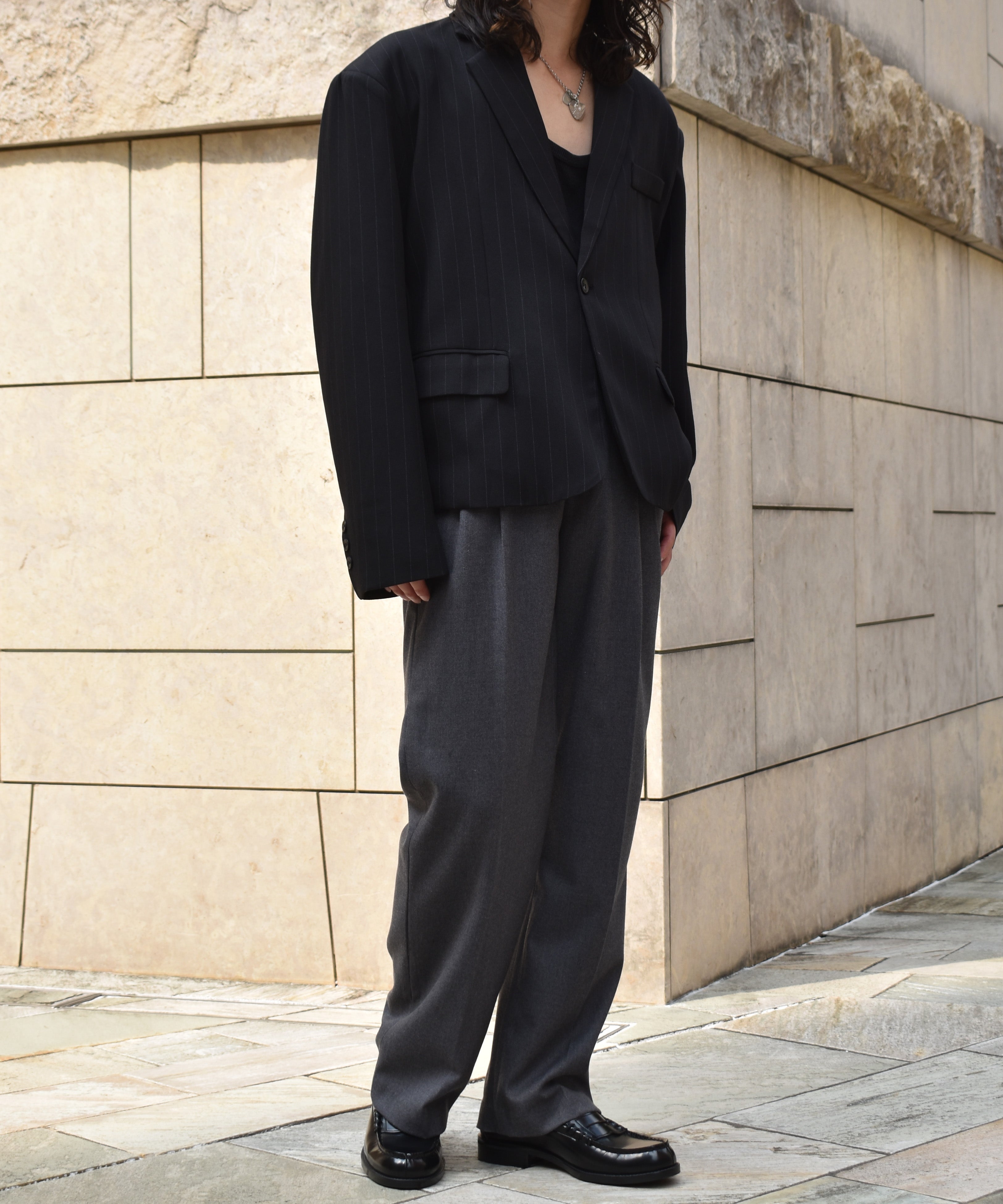 ショートリブストライプジャケット[Black] – Noen