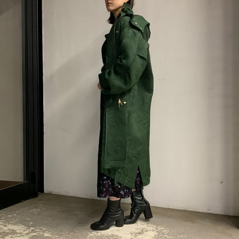 Mame Kurogouchi】 Jomon Arabesque Triple Layer Jacquard Coat