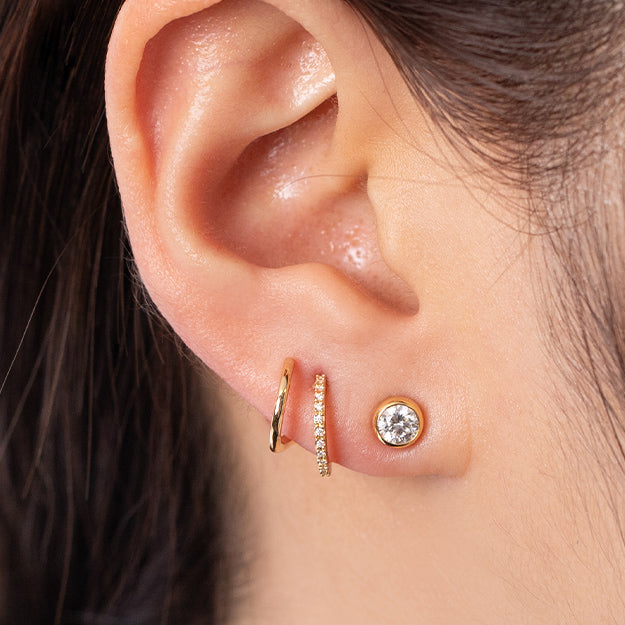 K18/Pt「ダブルフープ・ミラ」ピアス(片耳用)｜【オレフィーチェ】Orefice