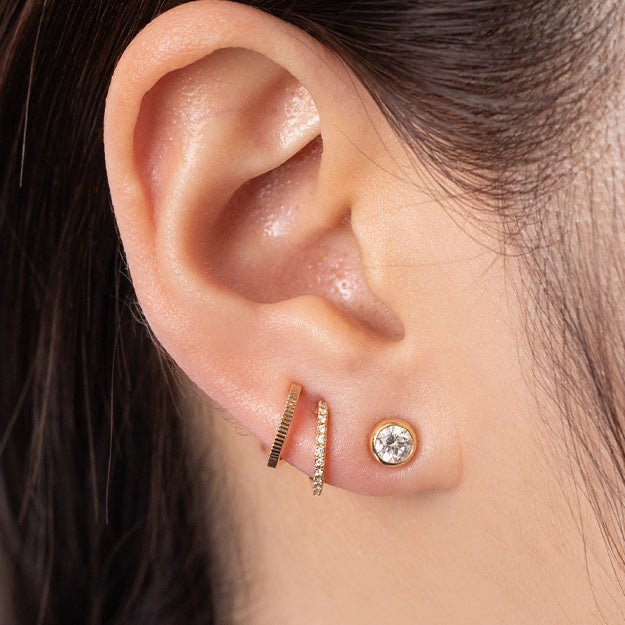 K18/Pt「ダブルフープ・カーヴ」ピアス(片耳用)｜【オレフィーチェ