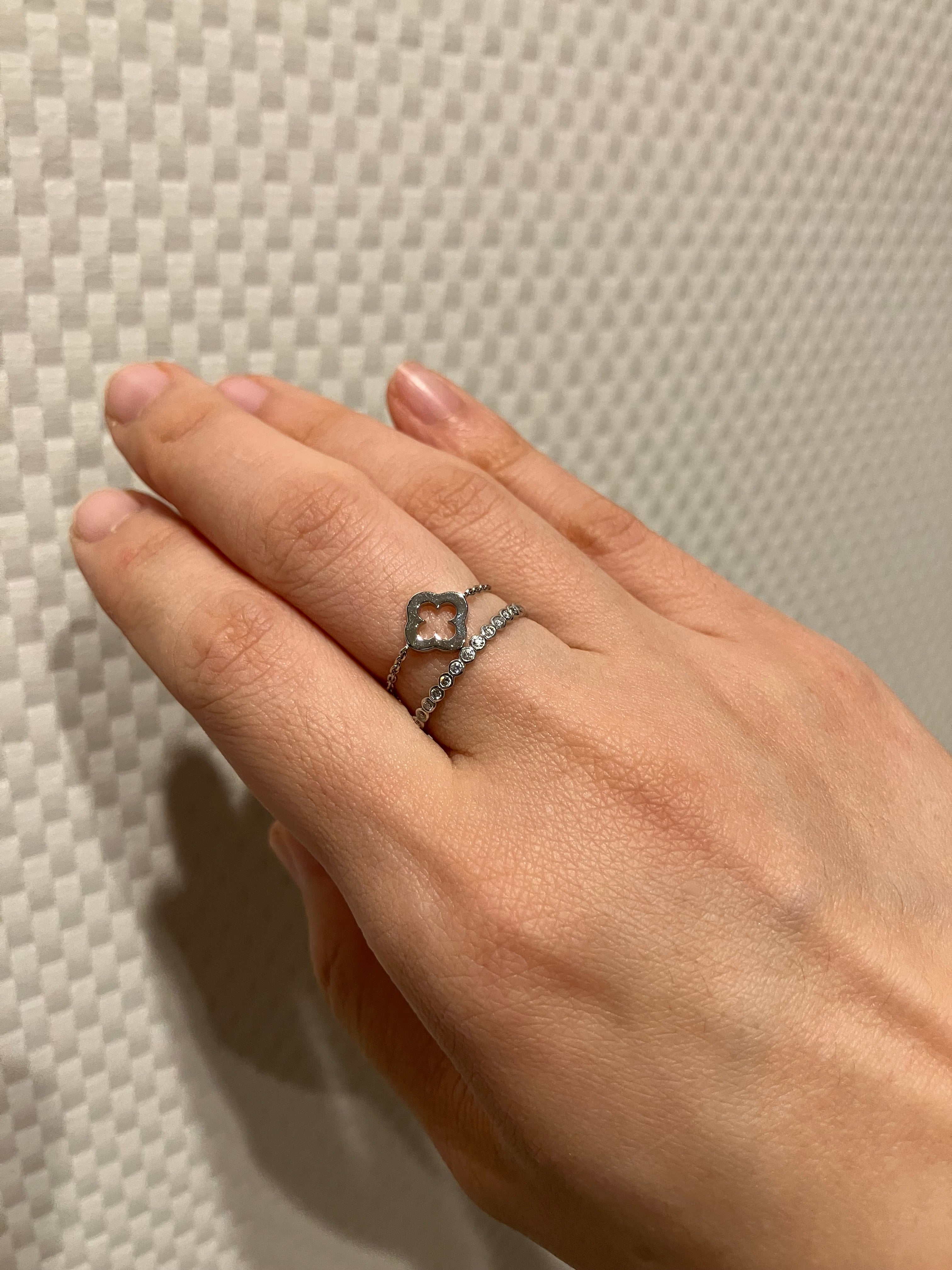 K18/Pt「アミ クローバー」チェーンリング｜【オレフィーチェ】Orefice