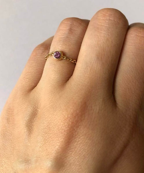 K18/Pt「ピンクサファイア ヌード」チェーンリング｜【オレフィーチェ