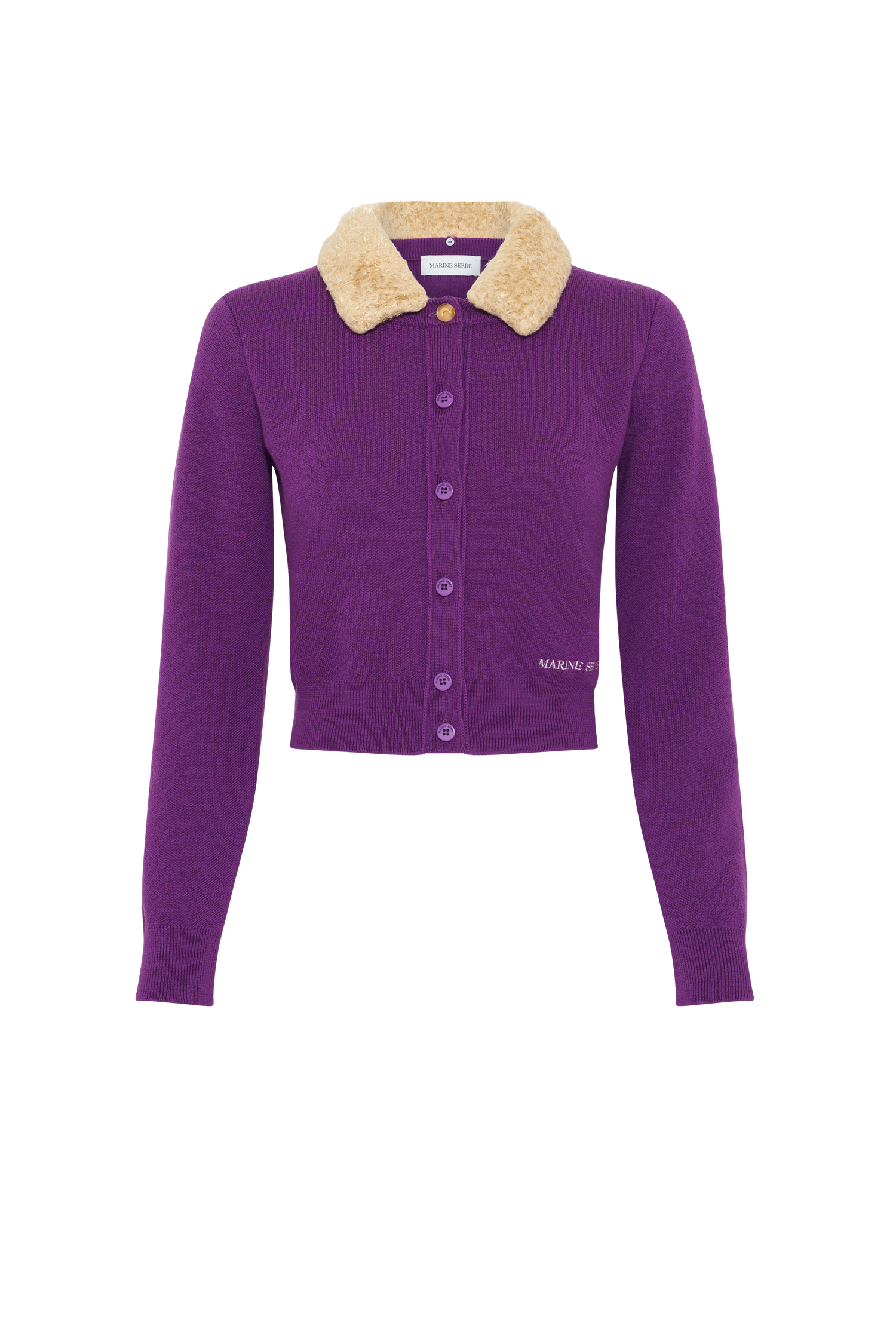 MERINO WOOL KNIT CROPPED CARDIGAN • Marine Serre