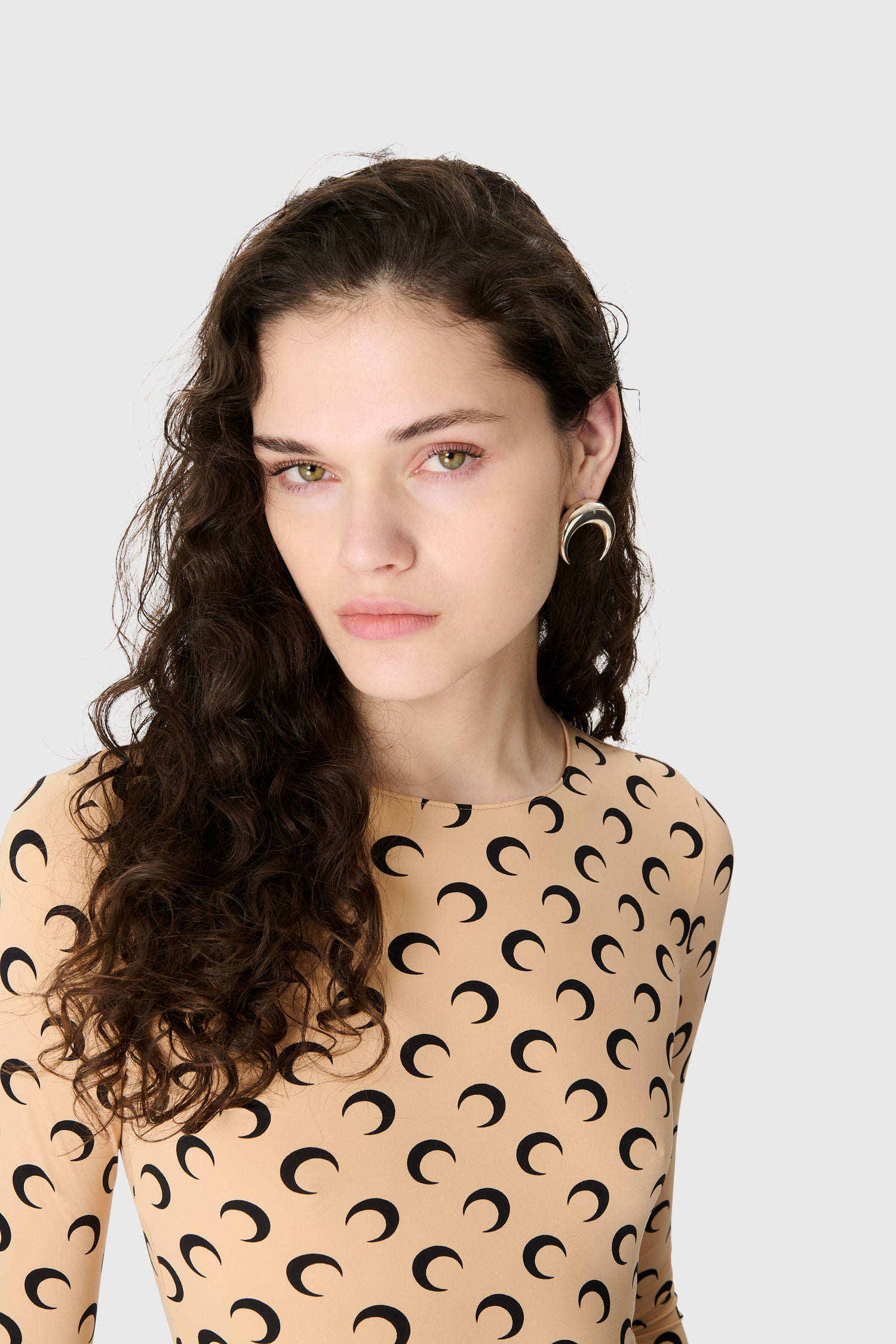 Recycled Moon Jersey Second Skin Crewneck Top • Marine Serre