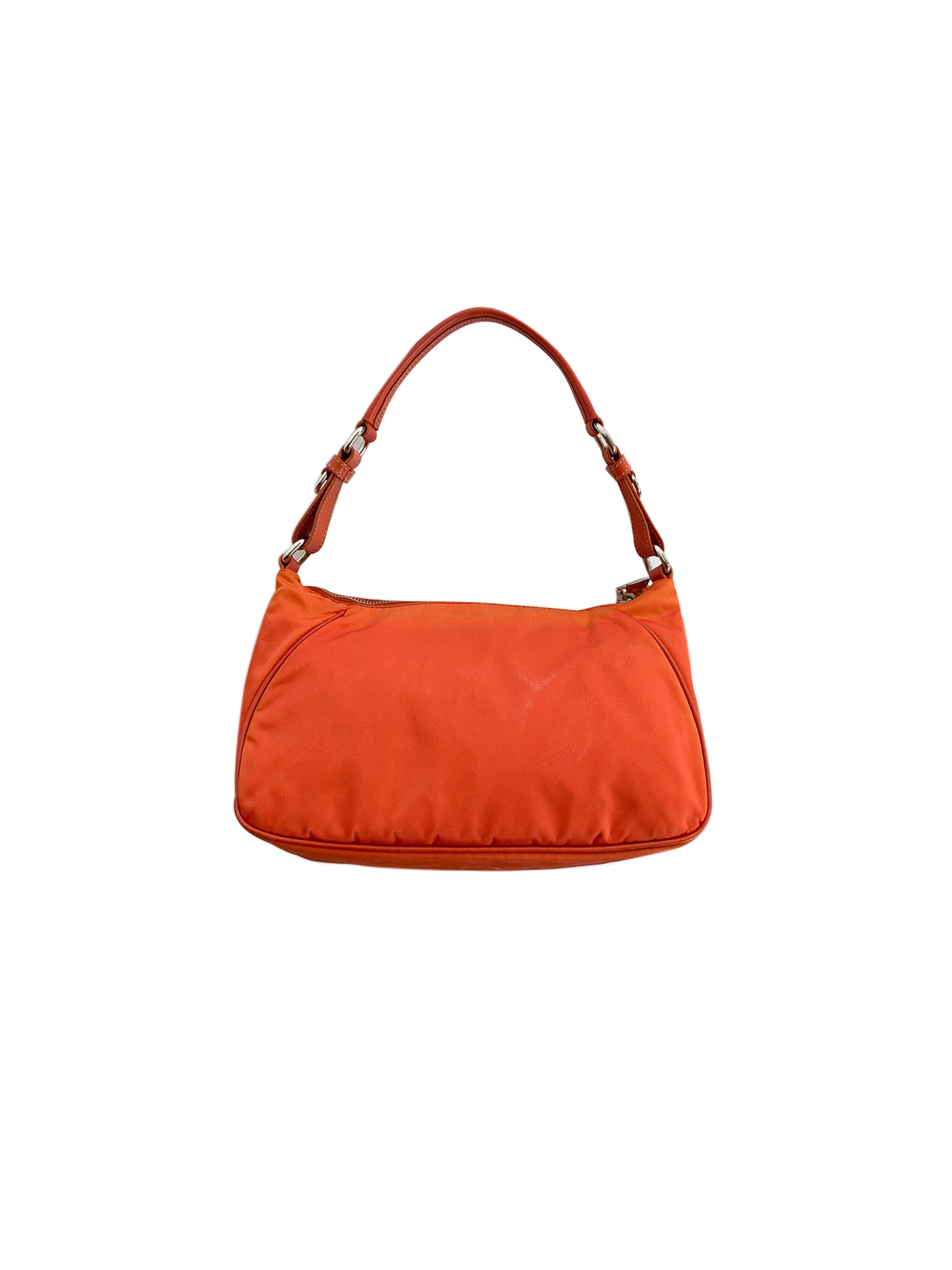 Prada 2000s Orange Small Tessuto Bag