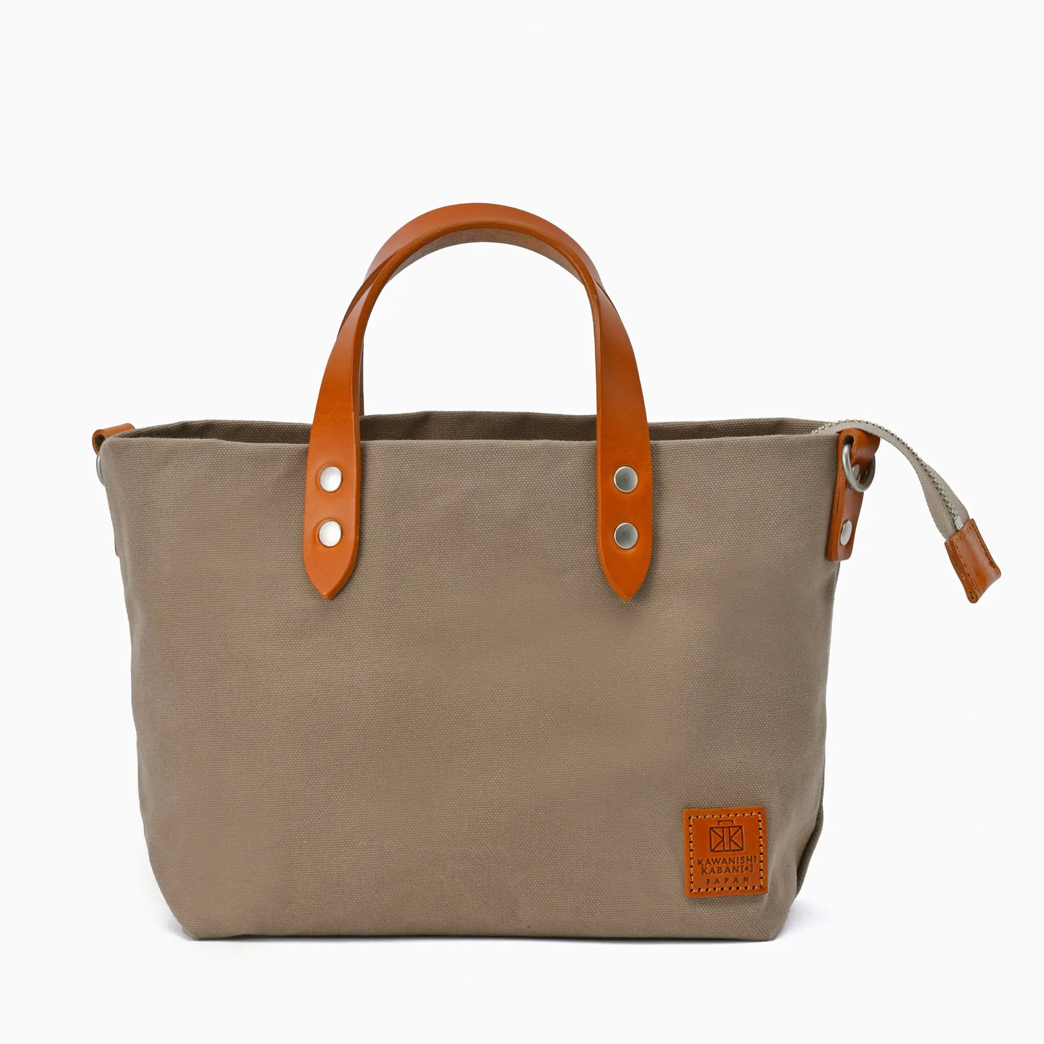 ミニトート ファスナー付き アーミーダック×栃木レザー製 minimon F