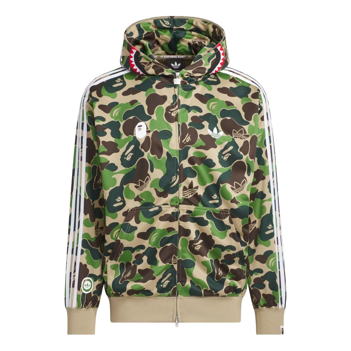 adidas x Bape Shark Track Hoodie Jacket Asia Sizing 'Crew Green