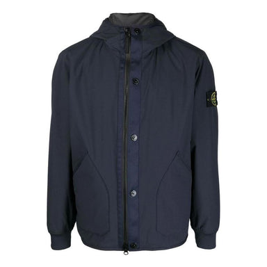 STONE ISLAND Waffen Patch Soft Shell Hooded Zip-Up Jacket 'Navy