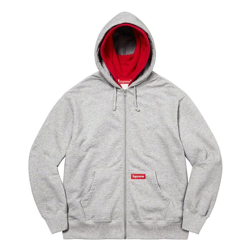 Supreme Double Hood Facemask Zip Up Hooded Sweatshirt 'Grey Red