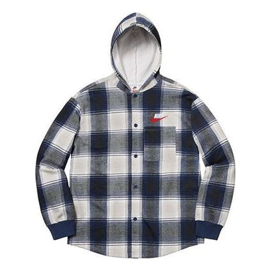Supreme Houndstooth Flannel Hooded Shirt 'Blue' SUP-FW22-725