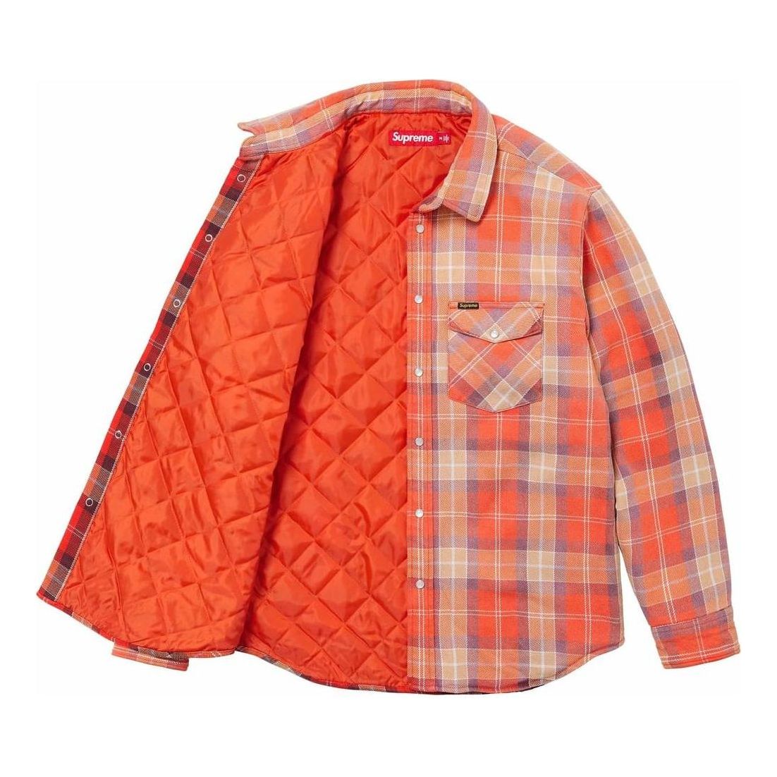 Supreme Quilted Flannel Snap Shirt 'Orange Yellow' SUP-SS24-034
