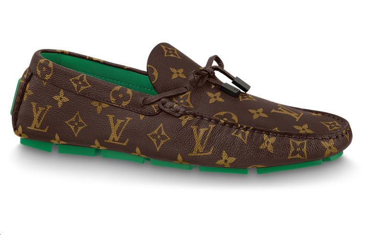 LOUIS VUITTON Driver Moccasin Shoes 'Brown Monogram with Green' 1AARSP