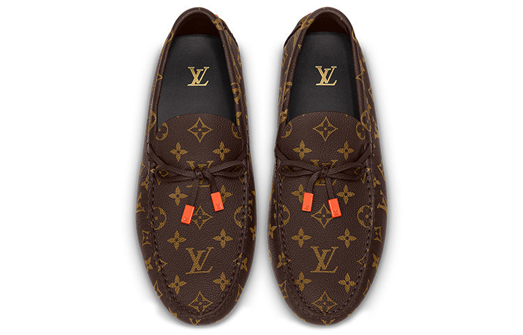 LOUIS VUITTON LV Driver Moccasin Shoes 'Brown Monogram with Orange