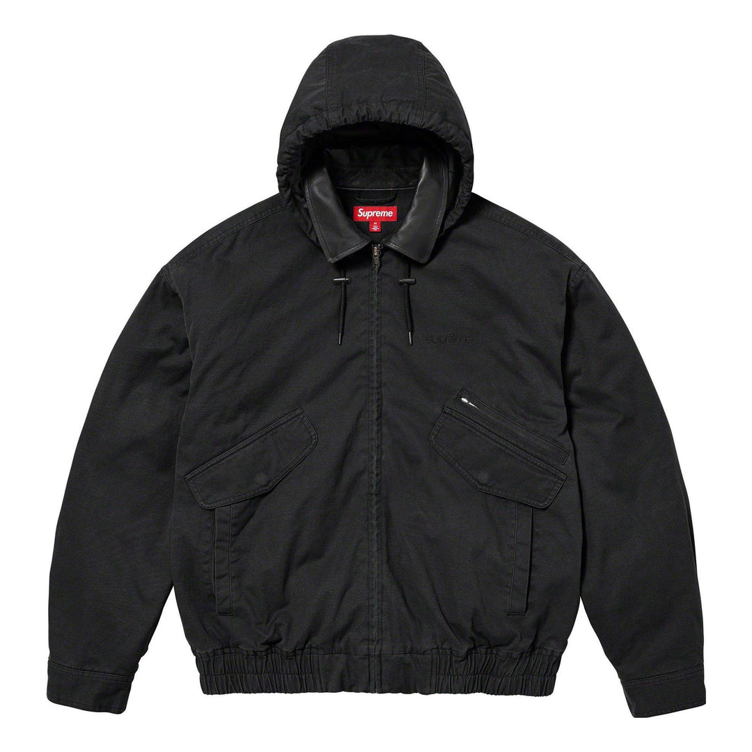 Supreme Leather Collar Utility Jacket 'Black' SUP-FW23-034