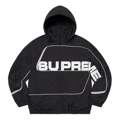Supreme Logo Piping Hooded Track Jacket 'Black White' SUP-FW23-065