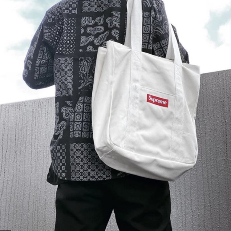 Supreme Canvas Tote 'White Red' SUP-FW20-153