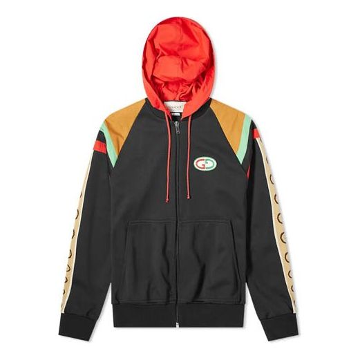Gucci Vintage Side Logo Patchwork Striped GG-Buckle Hooded Jacket