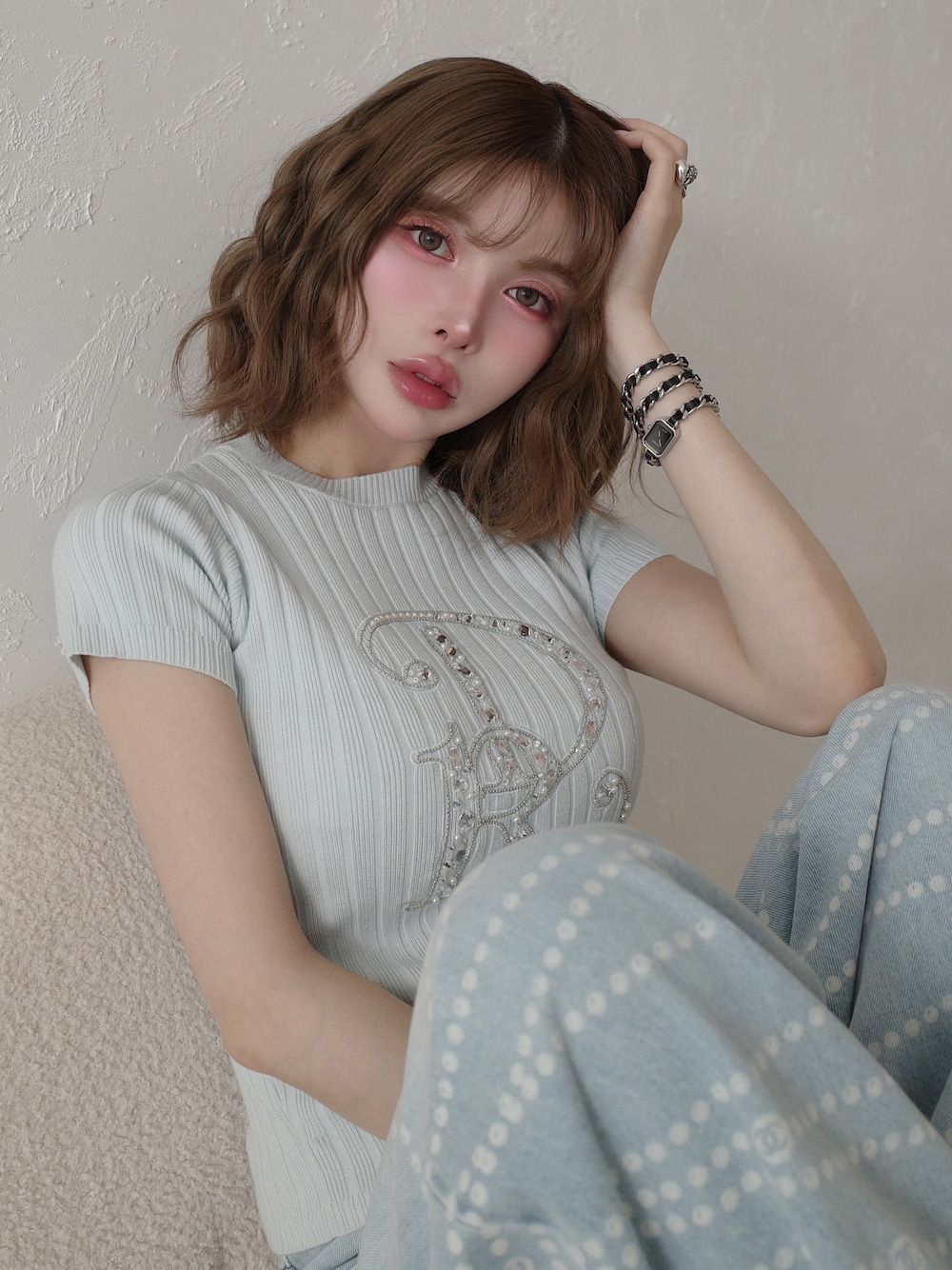 DRビジューリブニットトップス – Darich (ダーリッチ)