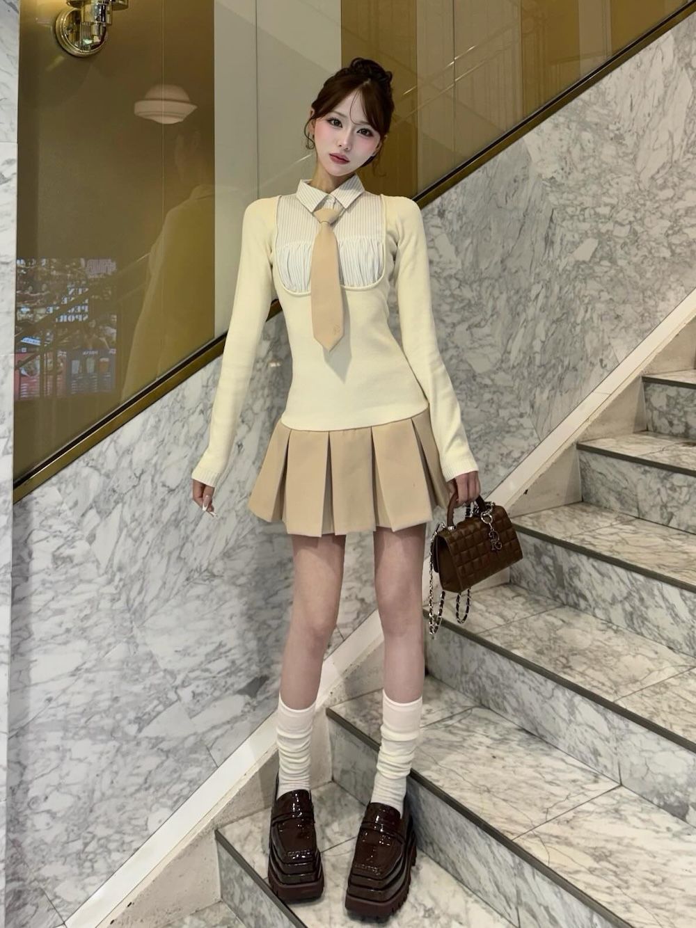 ネクタイシャツドッキングニットミニワンピース – Darich (ダーリッチ)