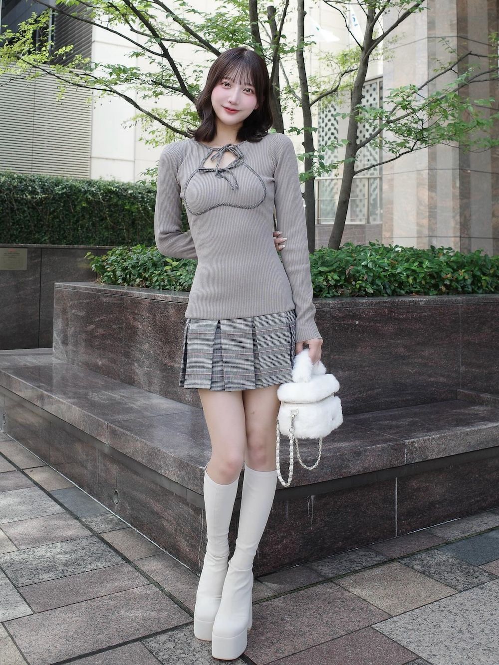 ポイントチェックニットミニワンピース – Darich (ダーリッチ)