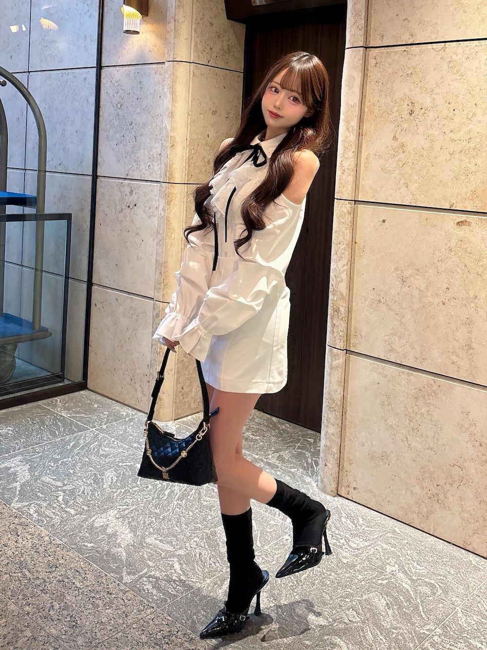 ショルダースカラップフリルシャツミニワンピース – Darich (ダーリッチ)