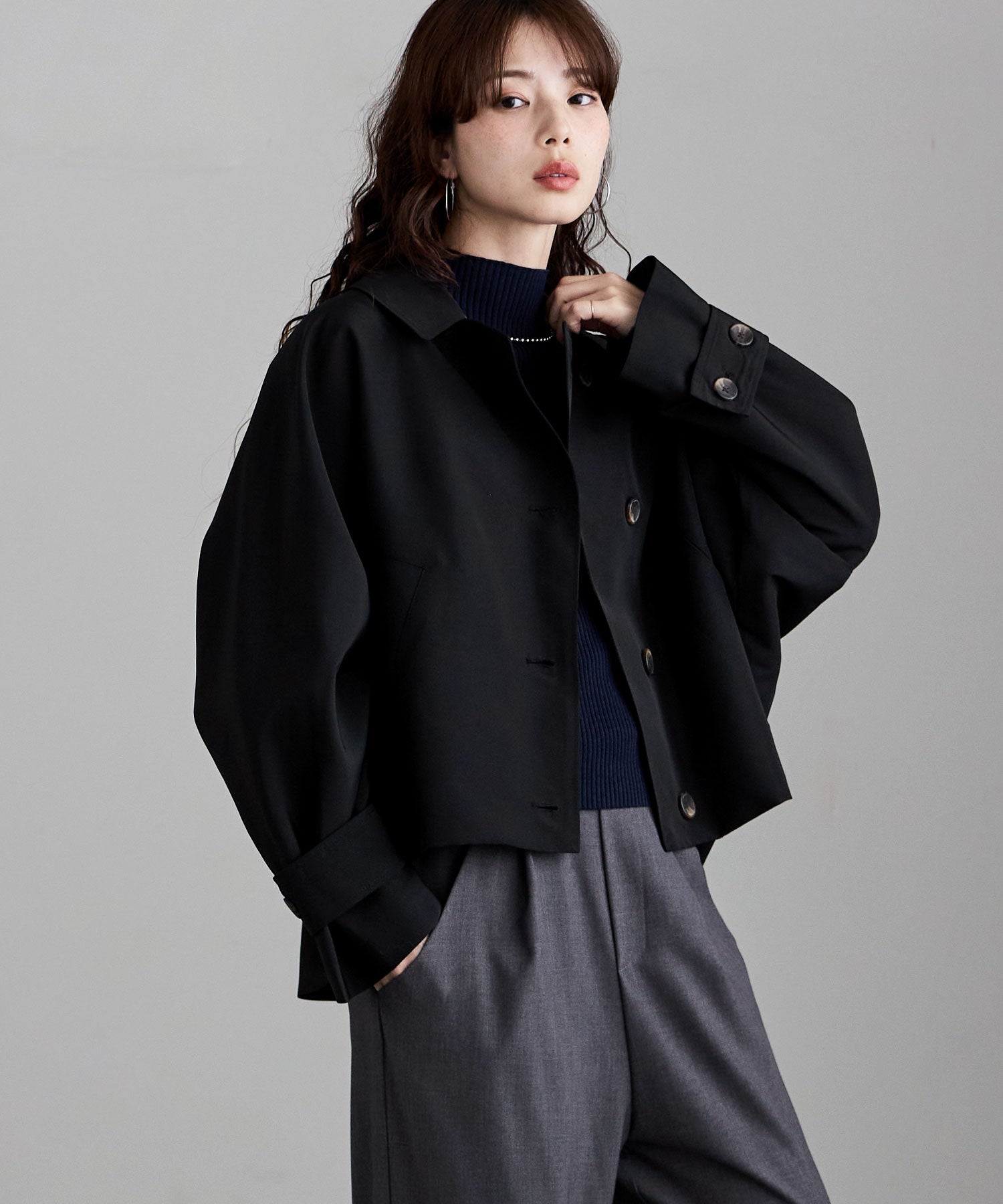 チェックシャギーコクーンスリーブジャケット｜コート・ジャケット