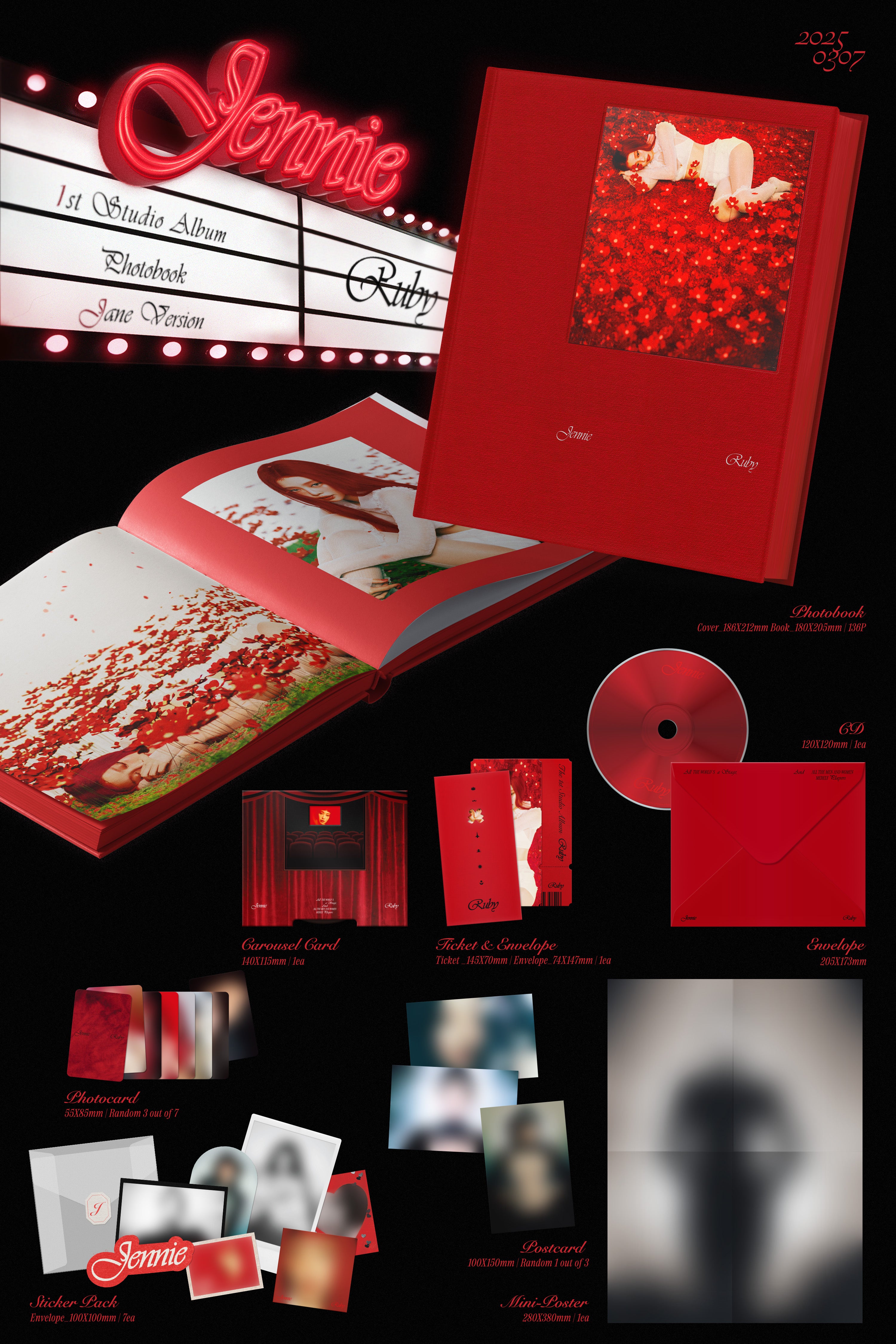 セット] JENNIE The 1st Studio Album [Ruby] (Photobook – Zen