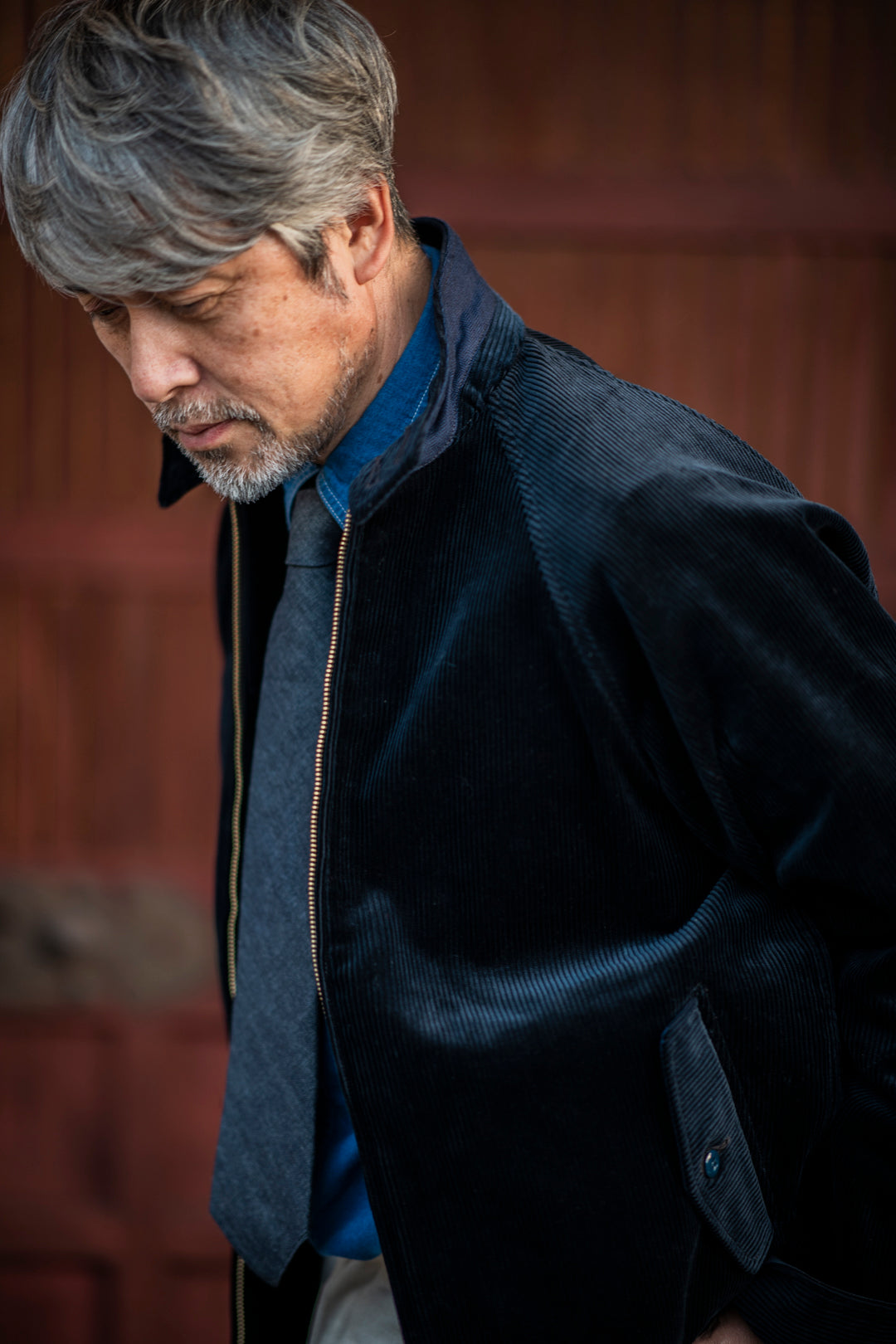 スイングトップ 太畝コール天 ネイビー (Dog Ear Jacket 8 Wale