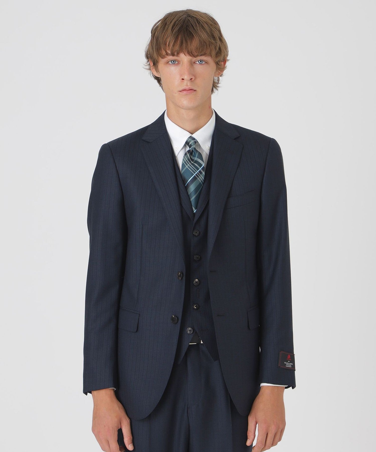 MIYUKI TOPネイビーシャドーグレンチェックスリーピーススーツ（スーツ