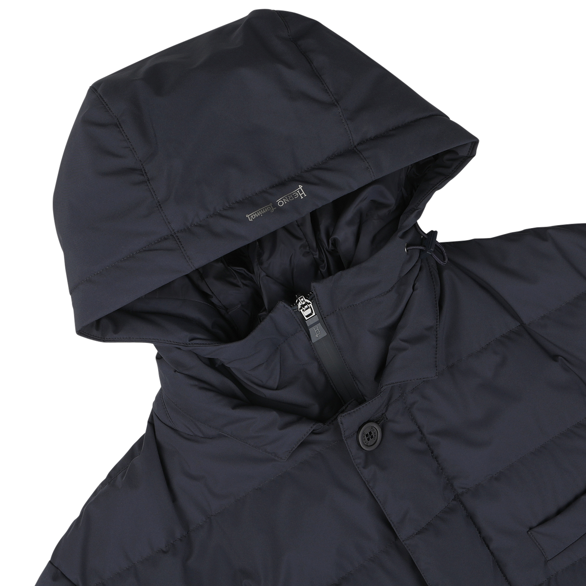 Herno | Navy Blue Nylon Gore-Tex Laminar Coat | Fine Menswear