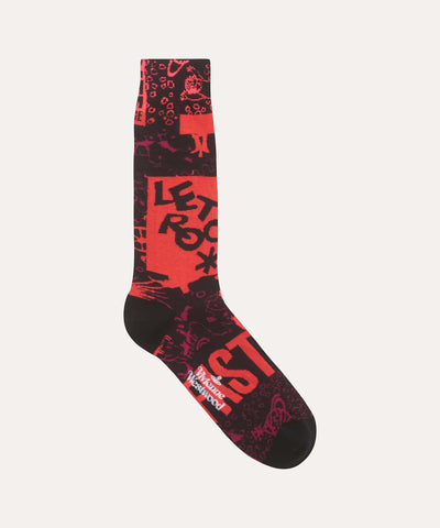 LET IT ROCK クルーソックス(ブラック系)（メンズ）（1245961007