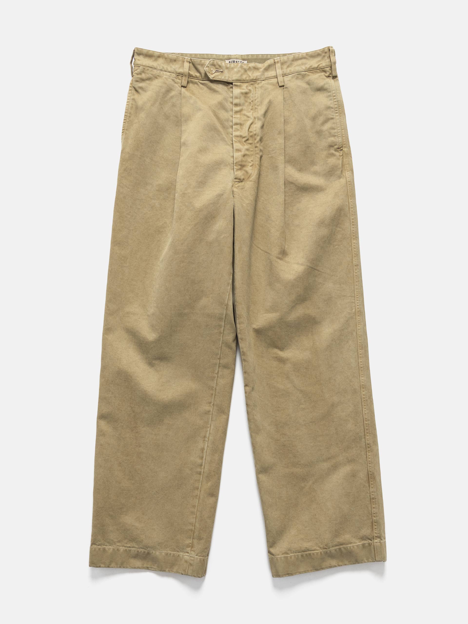 AURALEE Product Dyed Finx Chino One-Tuck Pants Beige | HAVEN