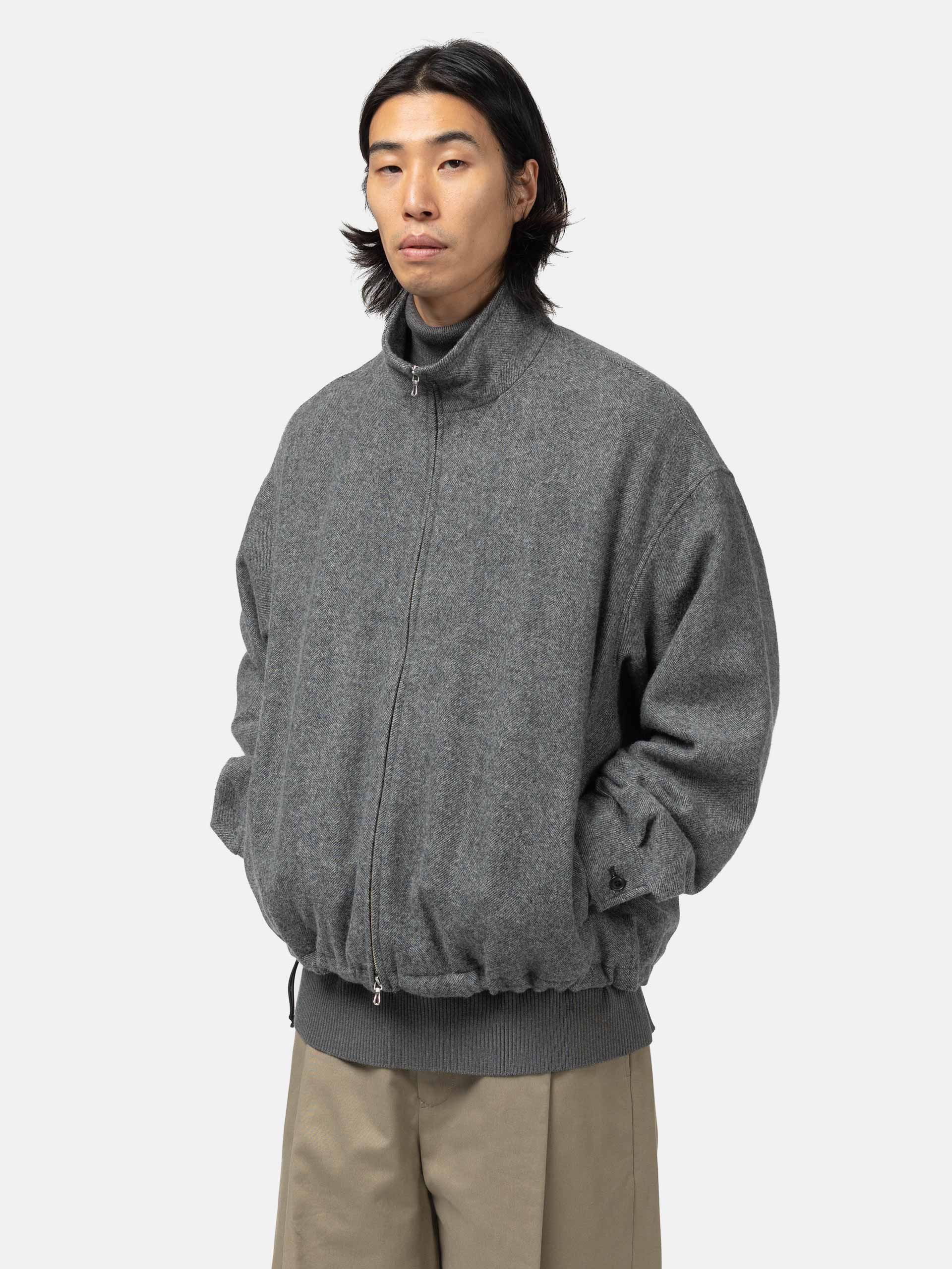 Wool Light Tweed Zip Up Blouson M. Gray | HAVEN