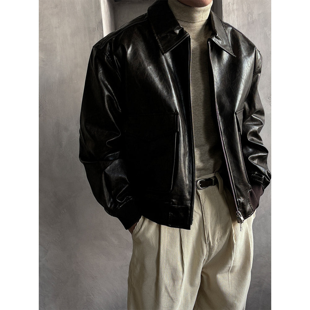 F/W] A-2 leather jacket(2color) - LAURANT | 60% - Asian Fashion