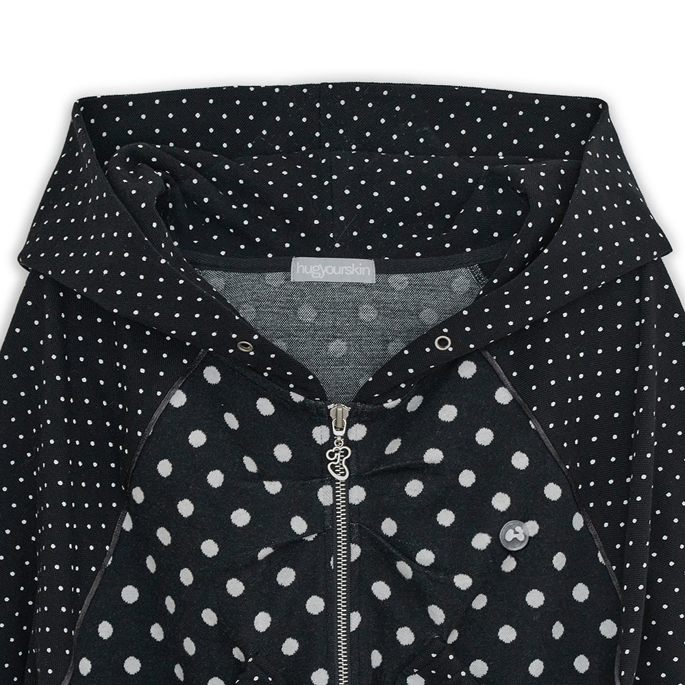 ドットビッグポケットフーディージップアップ (ブラック) - hug your