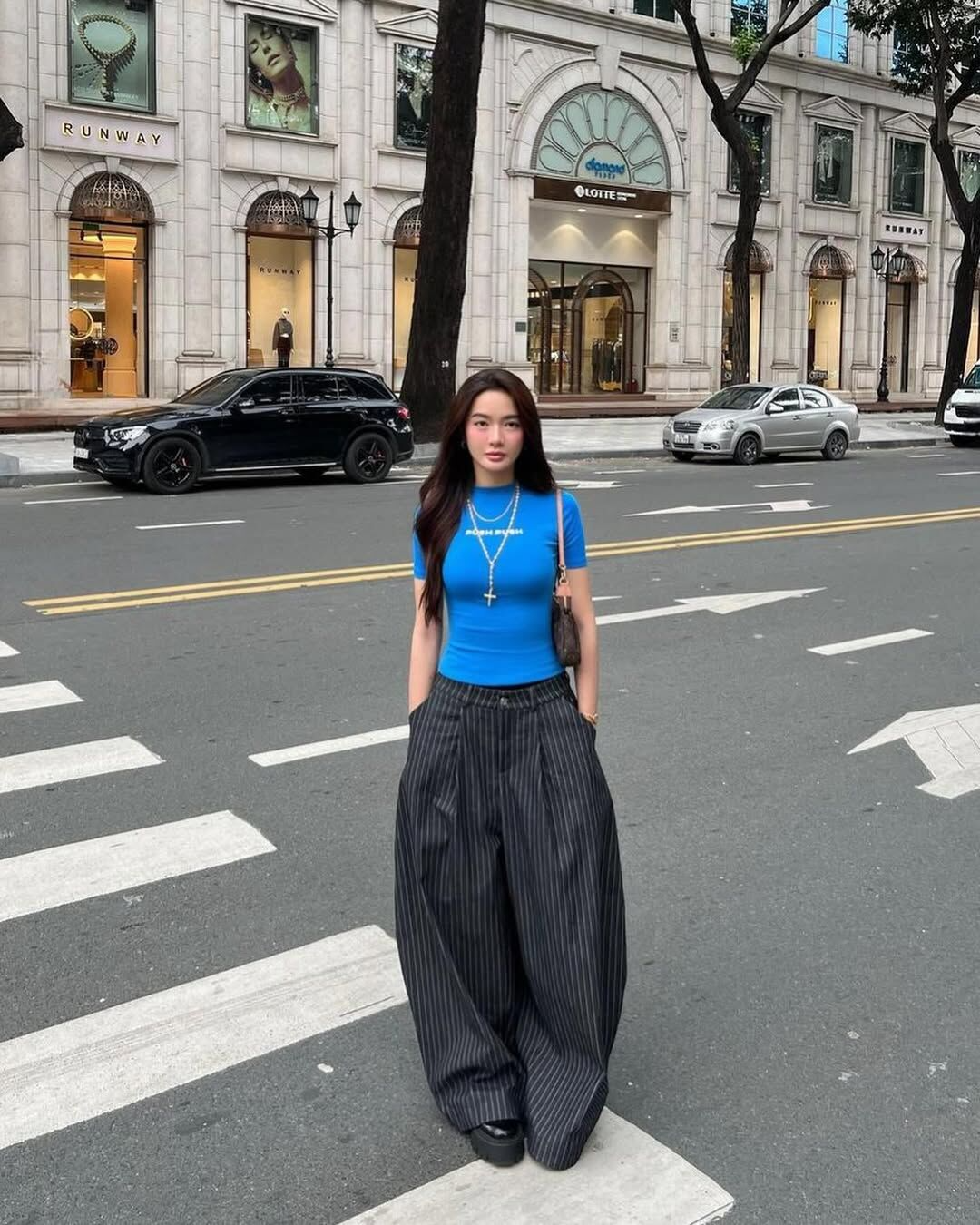 PUSH PUSH PP ストライプワイドパンツ（ブラック） - ZIPPER | 60