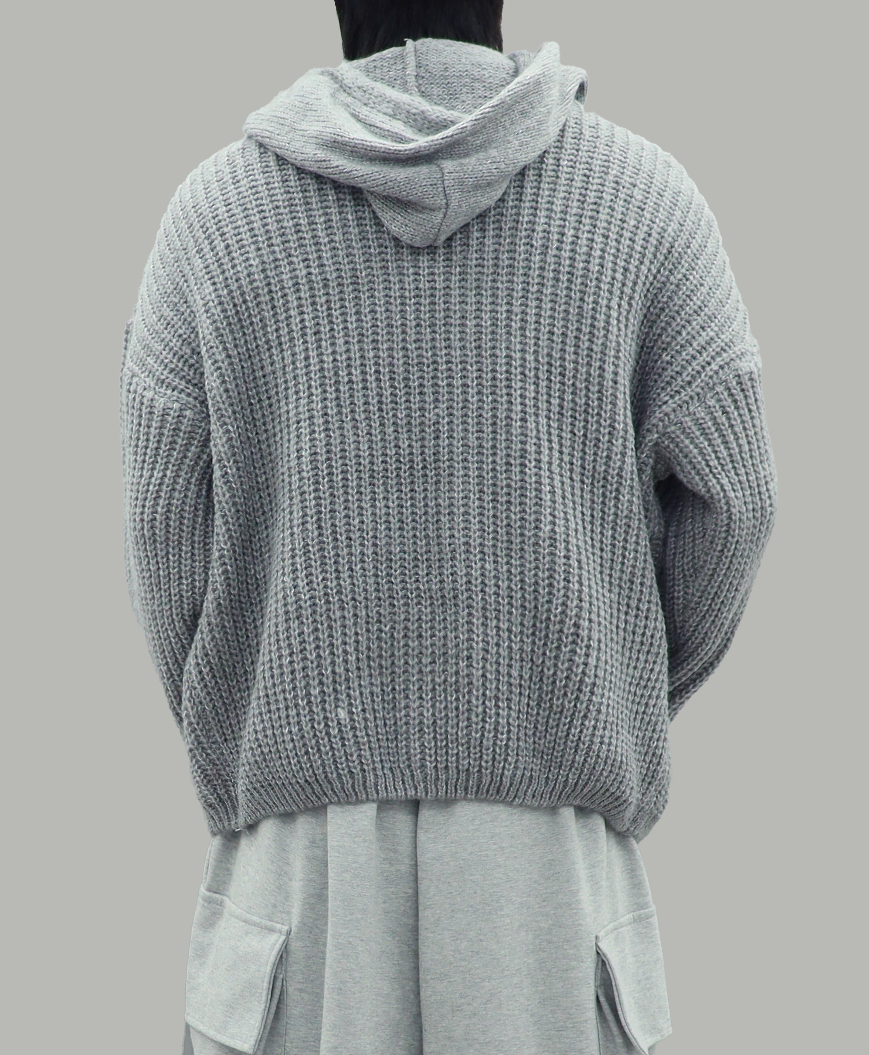 ノエル ニット パーカー ハーフジップアップ (グレー) - SCENERITY
