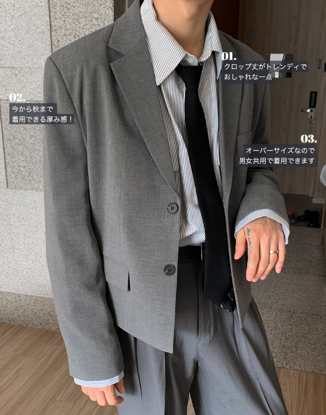 Youth Over Fit Crop Blazer (3color) - ASCLO | 60% - Asian Fashion