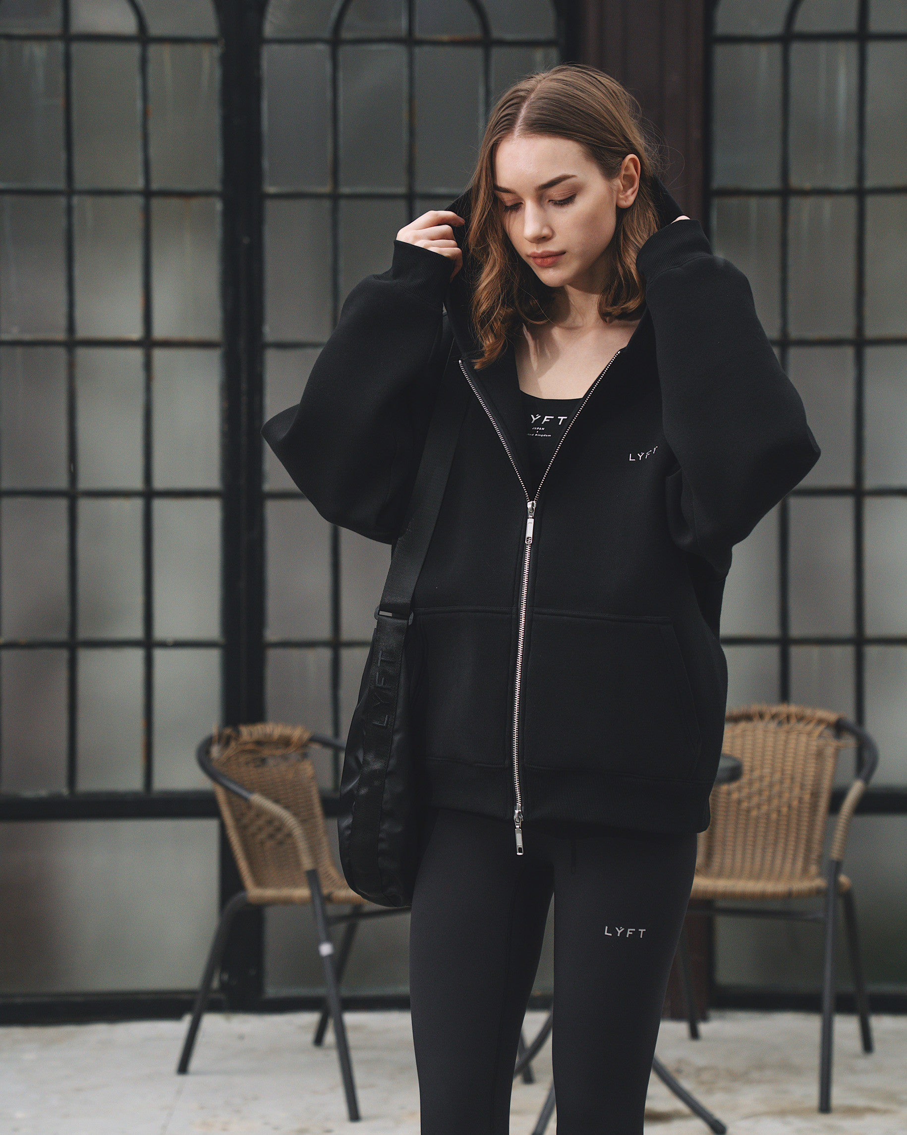 Double Face Zip-Up Hoodie - Black – LÝFT