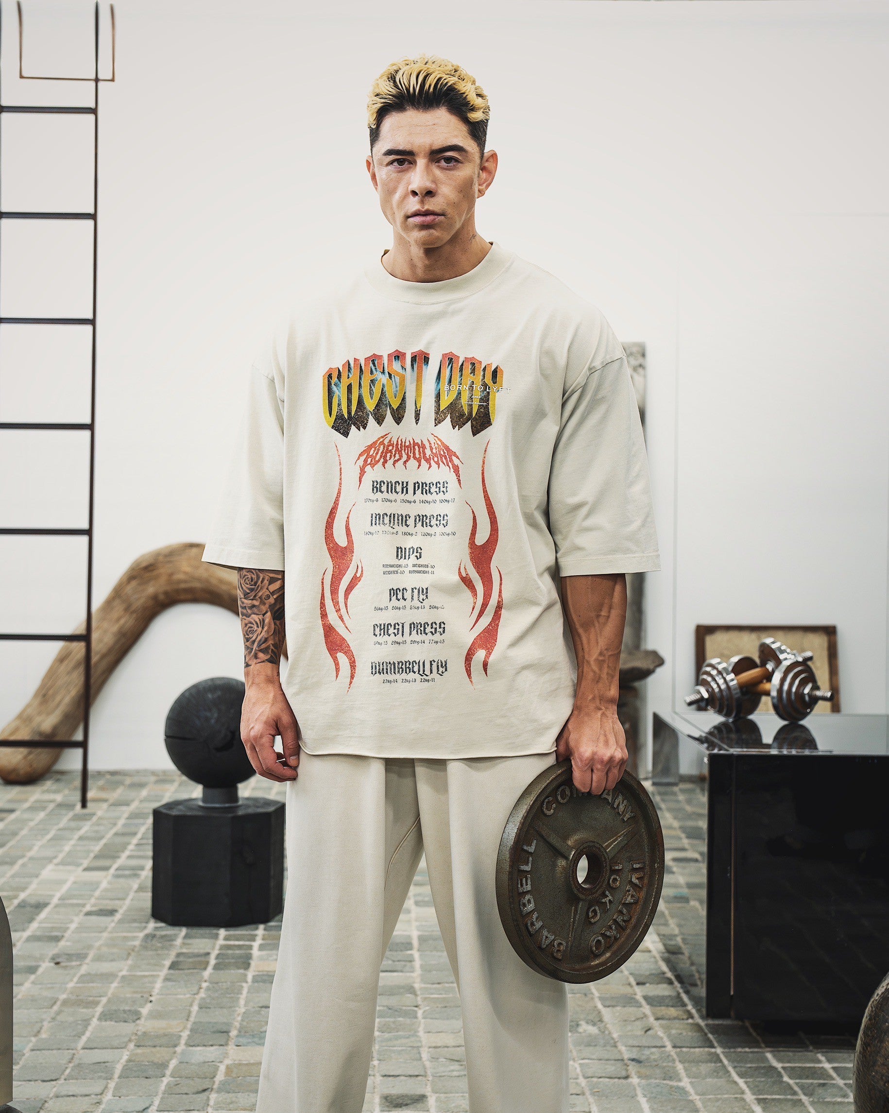 Chest Day Vintage Extra Big T-Shirt - Ivory – LÝFT