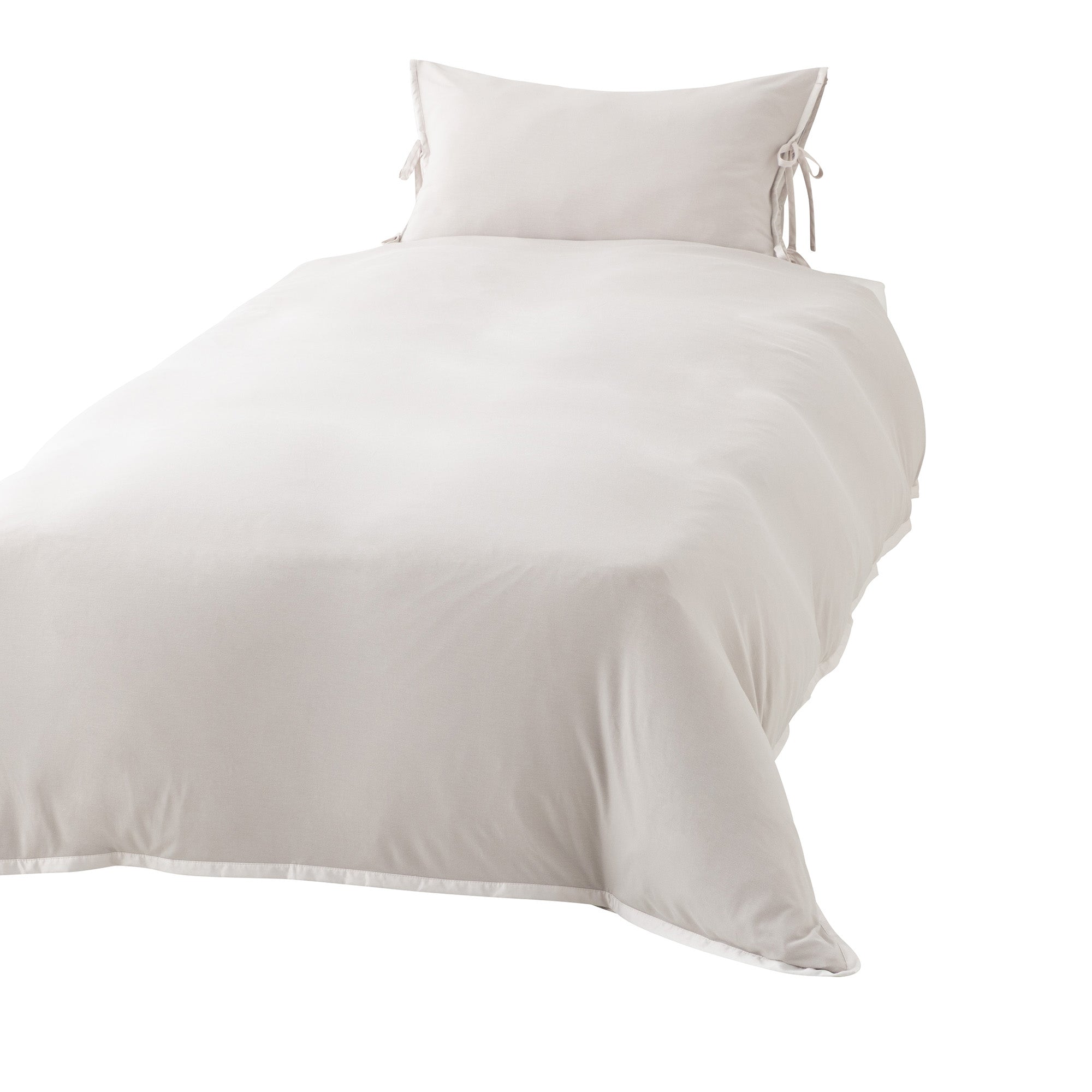 CICA加工 サテンリボン 掛け布団カバー シングル グレージュ