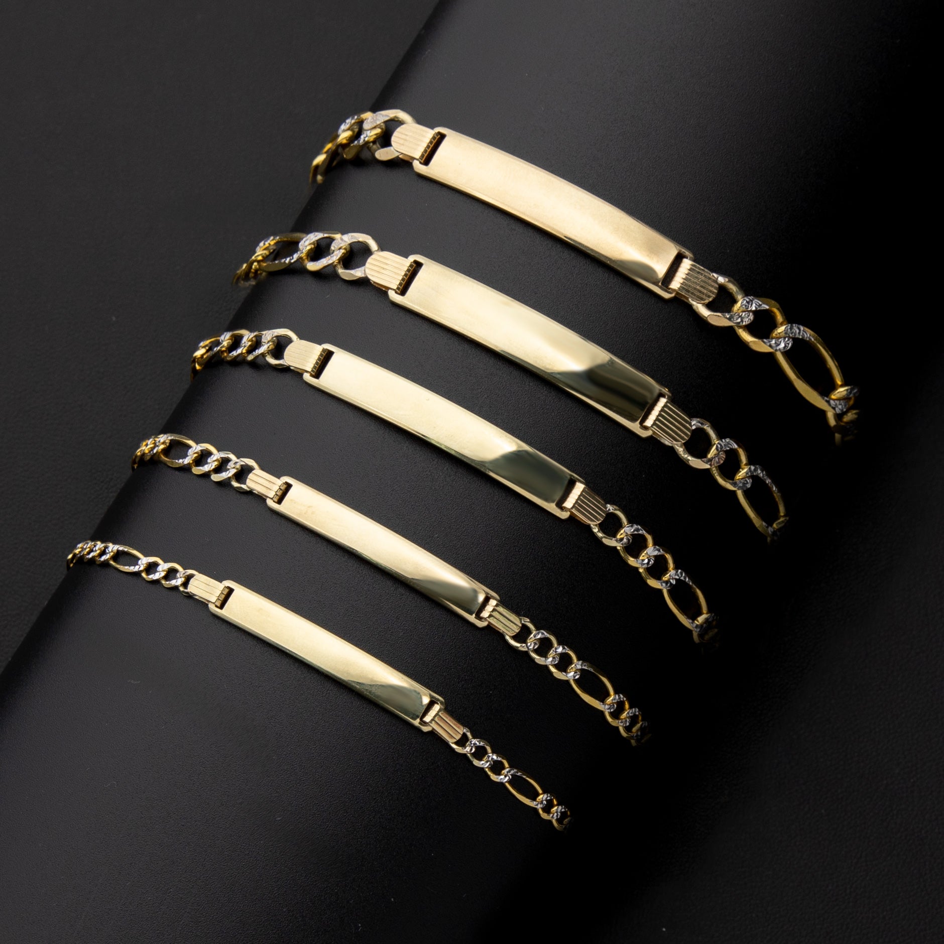 Women's Figaro Link ID Bracelet 10K Yellow Gold - Hollow