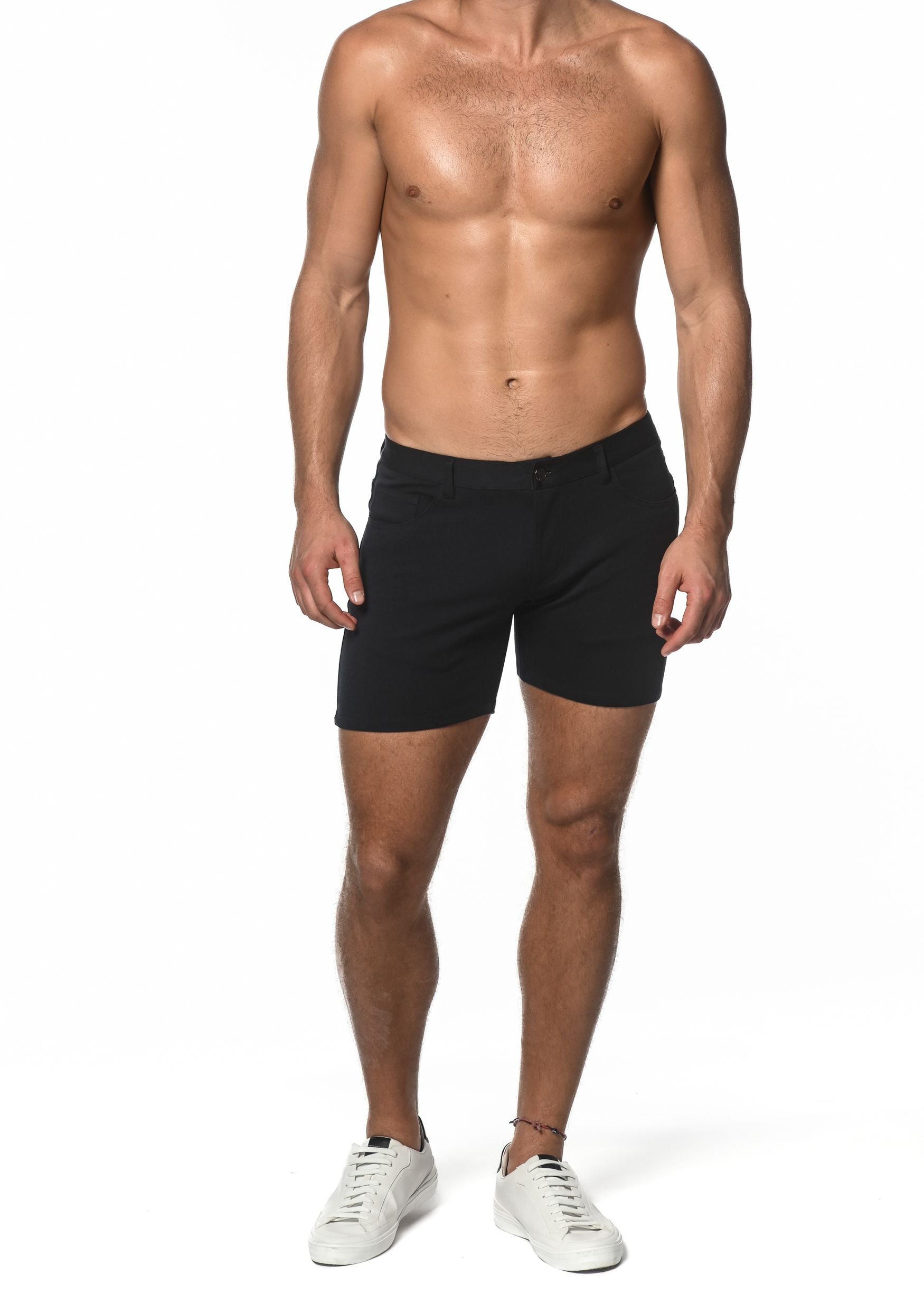 Men's Black Stretch Knit Shorts - 5