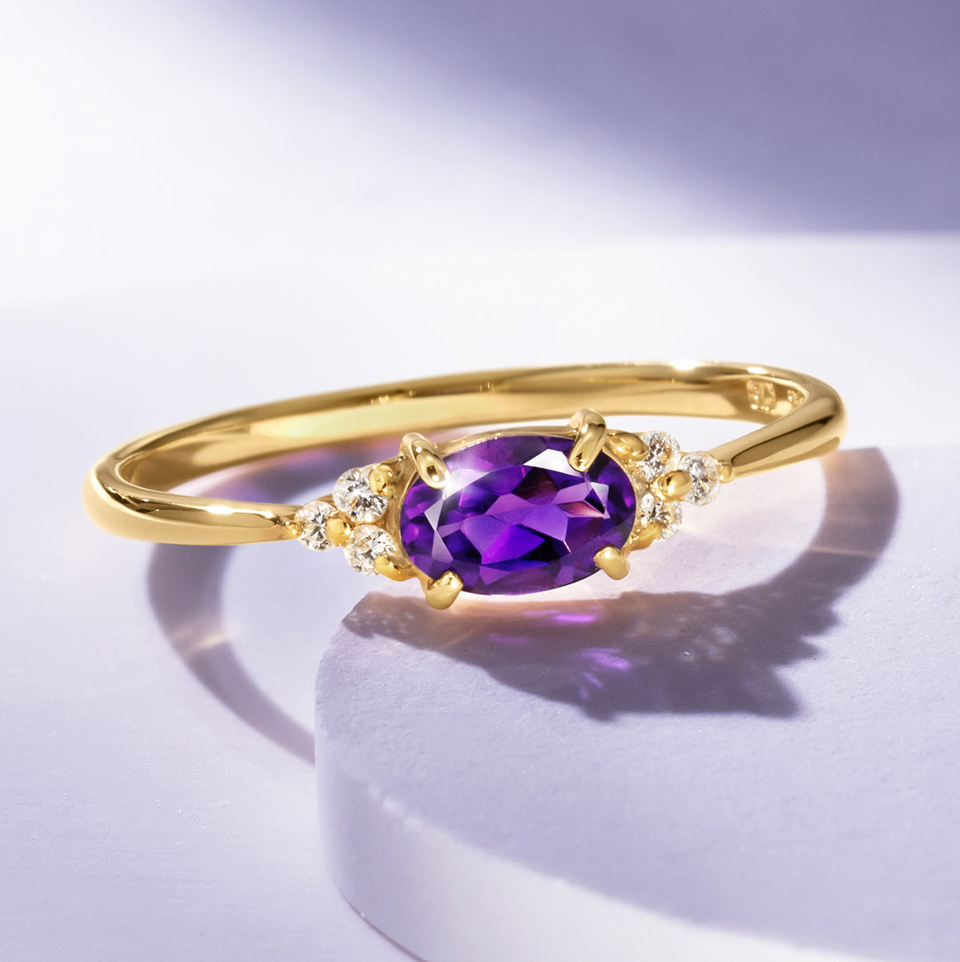 ビズー公式】アメジスト オーバルカット ダイヤモンド K18(18金